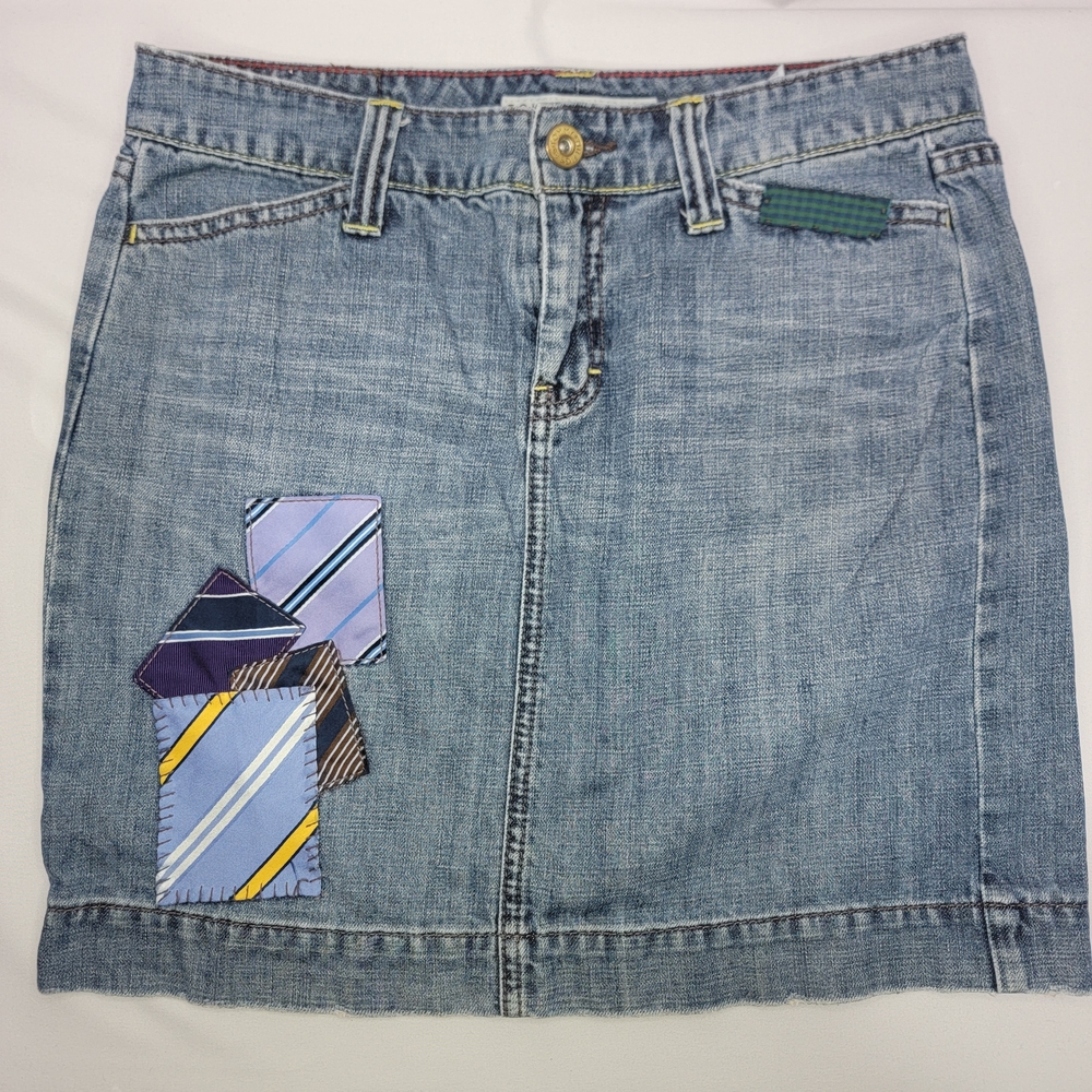 VTG 2000's Tommy Hilfiger‎ Denim Mini Skirt Patchwork Size 4 Preppy Bandana